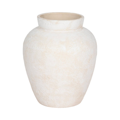 11" Textured Terracotta Vase, Ivory - Al Rugaib Furniture