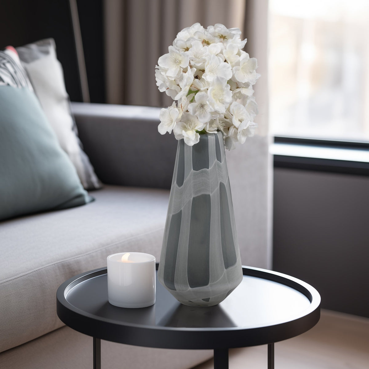 11" VICTORIA LARGE GRAY GLASS VASE Vases and Jars| Sagebrook Home