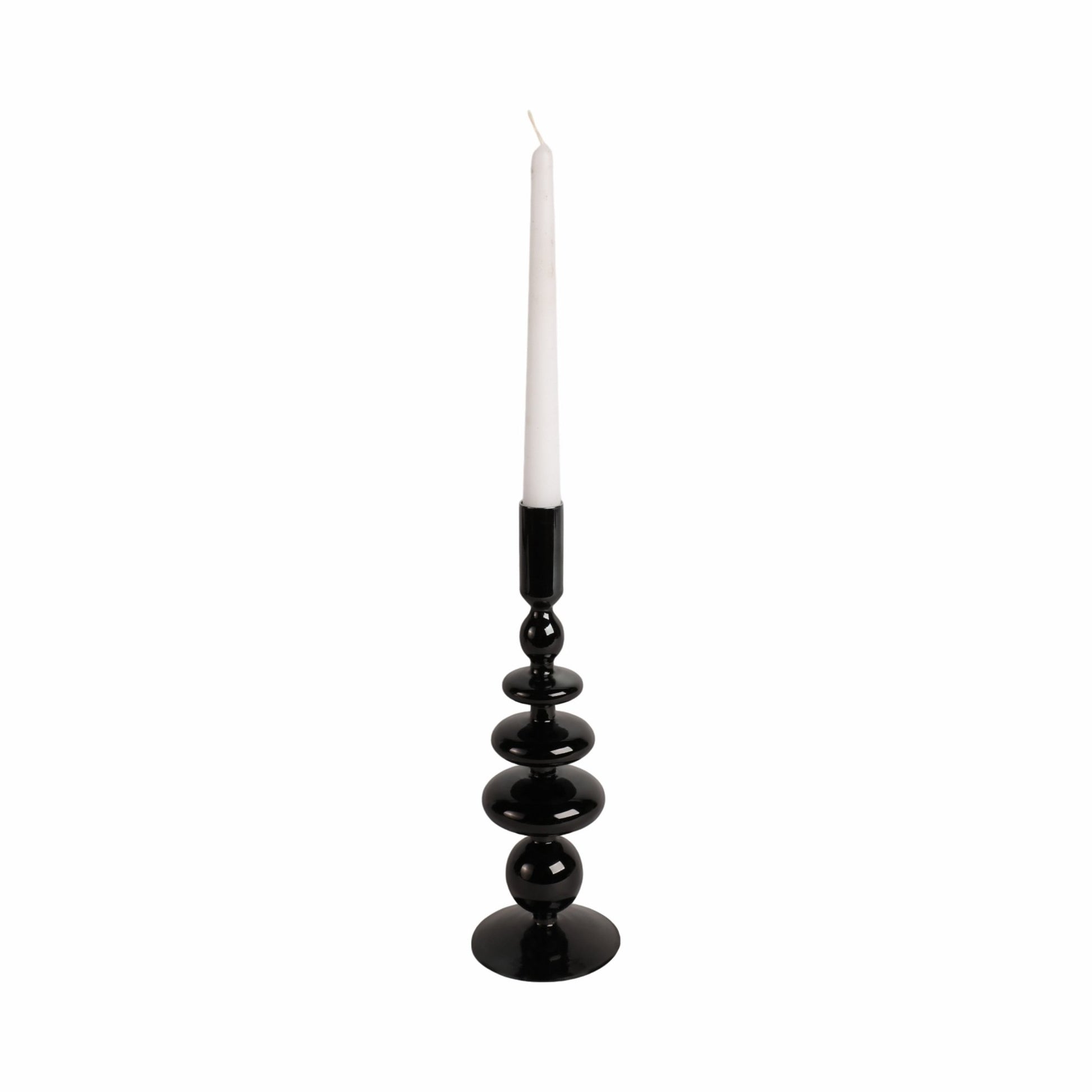 11" VINTAGE GLASS TAPER CANDLE HOLDER, BLACK Candle Holders| Sagebrook Home