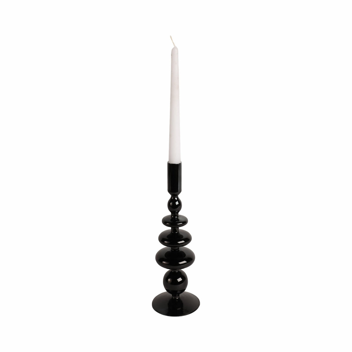 11" VINTAGE GLASS TAPER CANDLE HOLDER, BLACK Candle Holders| Sagebrook Home