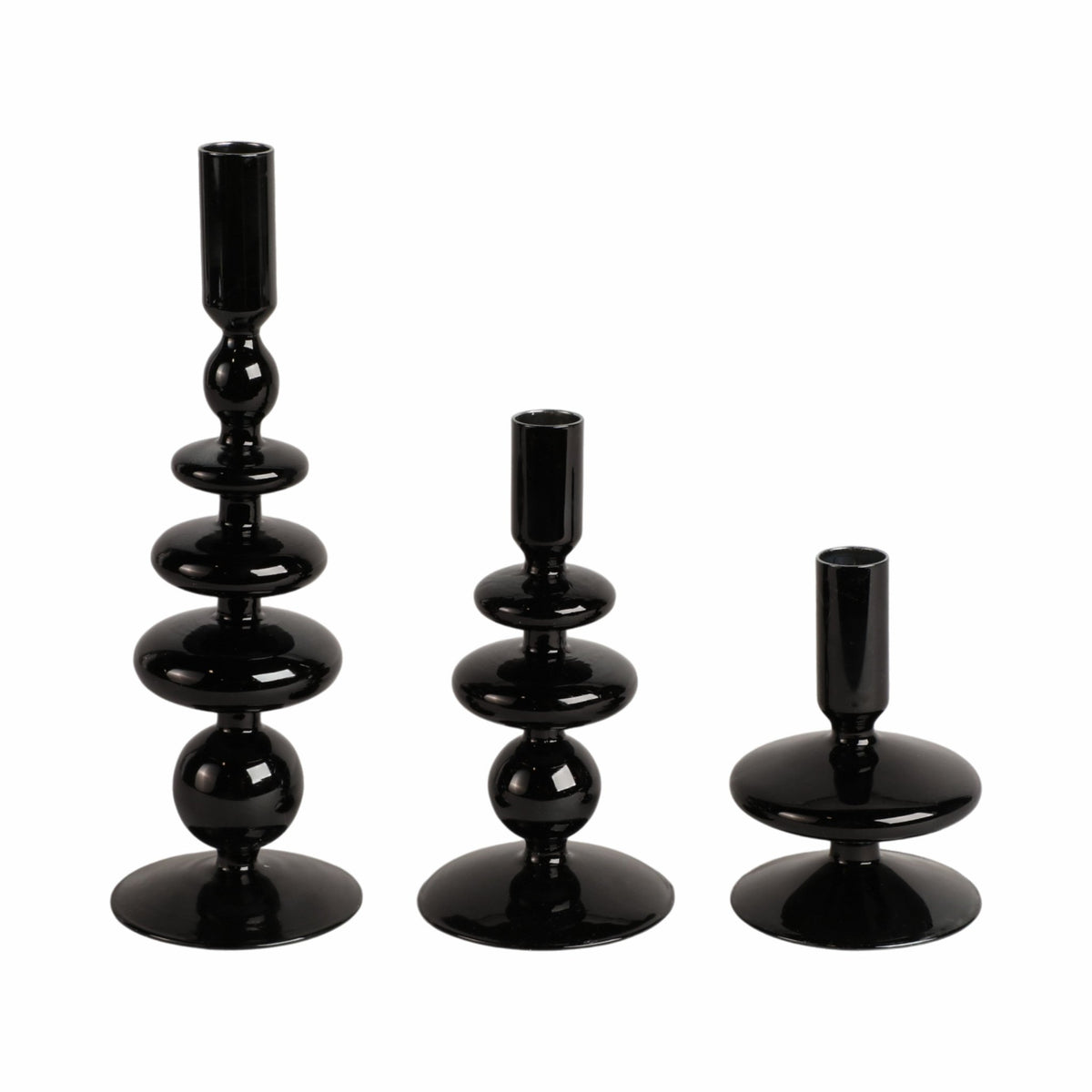 11" VINTAGE GLASS TAPER CANDLE HOLDER, BLACK Candle Holders| Sagebrook Home