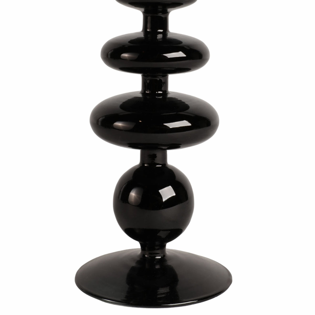 11" VINTAGE GLASS TAPER CANDLE HOLDER, BLACK Candle Holders| Sagebrook Home