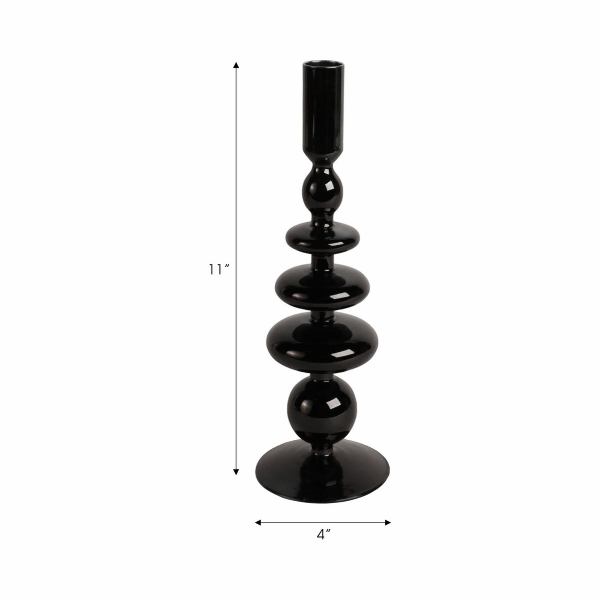 11" VINTAGE GLASS TAPER CANDLE HOLDER, BLACK Candle Holders| Sagebrook Home