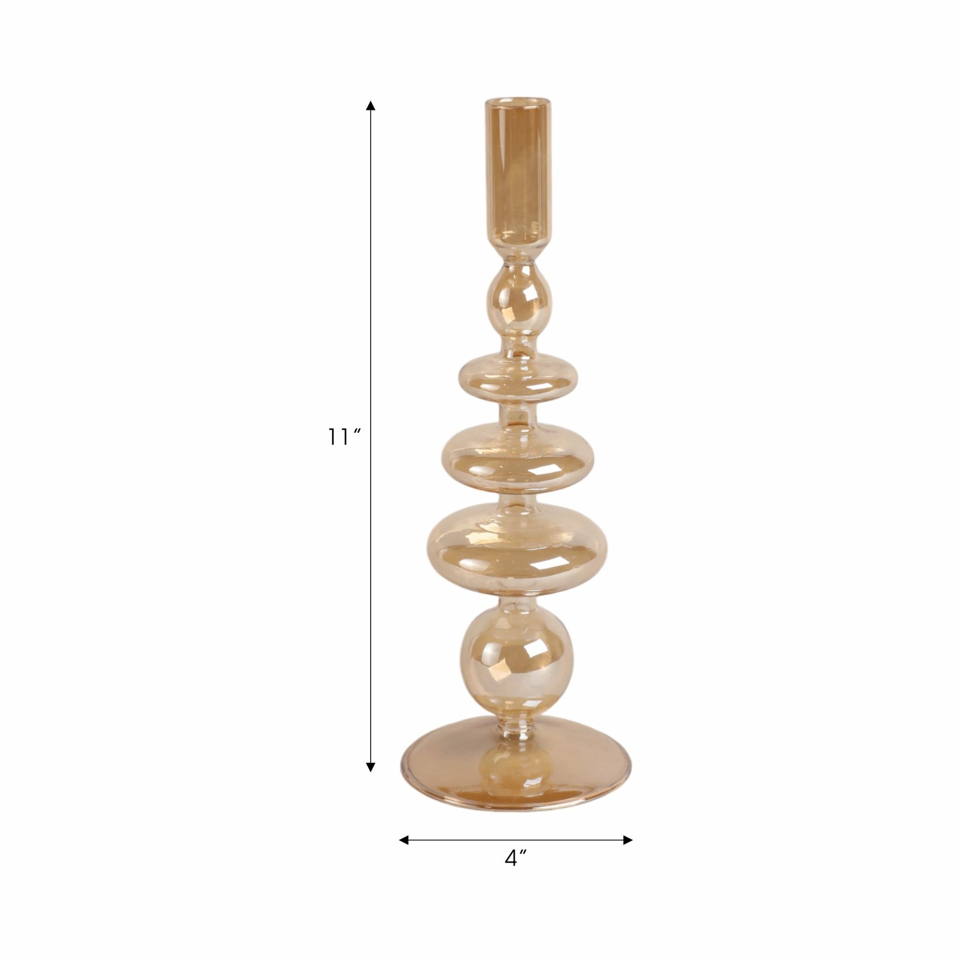 11" Vintage Glass Taper Candle Holder, Gold Luster Candle Holders| Sagebrook Home