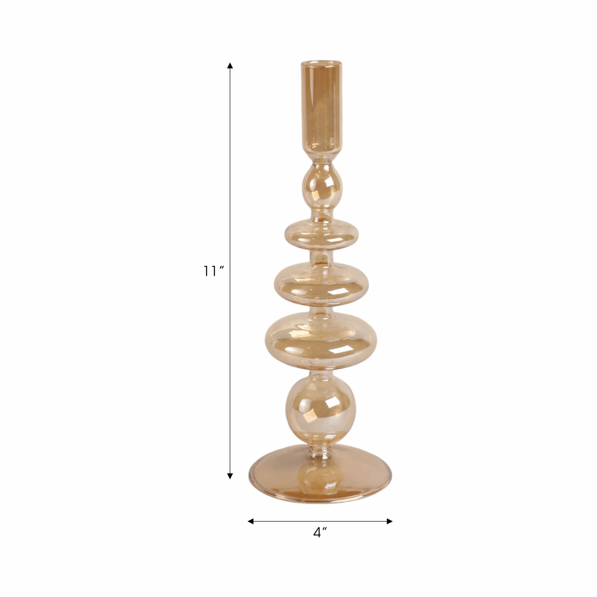 11" Vintage Glass Taper Candle Holder, Gold Luster Candle Holders| Sagebrook Home