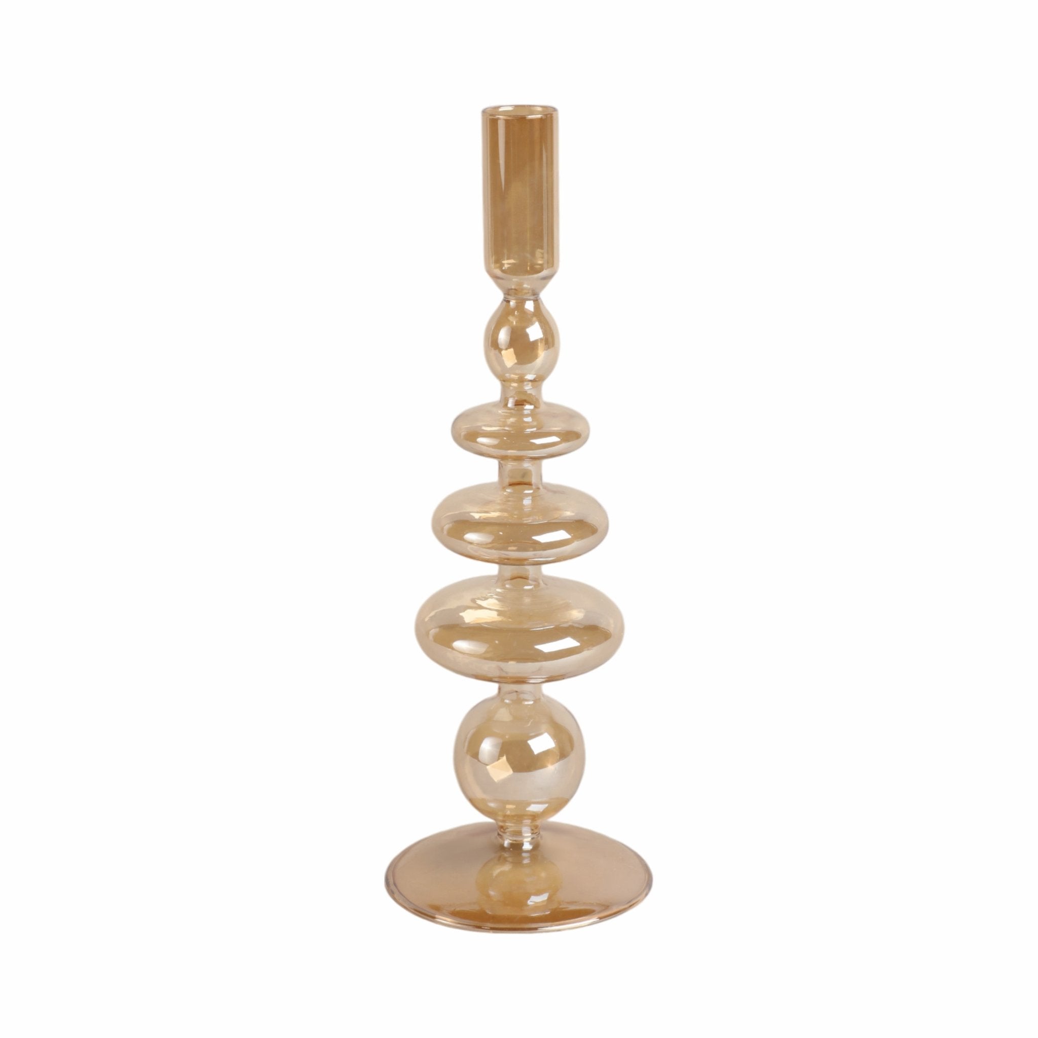 11" Vintage Glass Taper Candle Holder, Gold Luster Candle Holders| Sagebrook Home