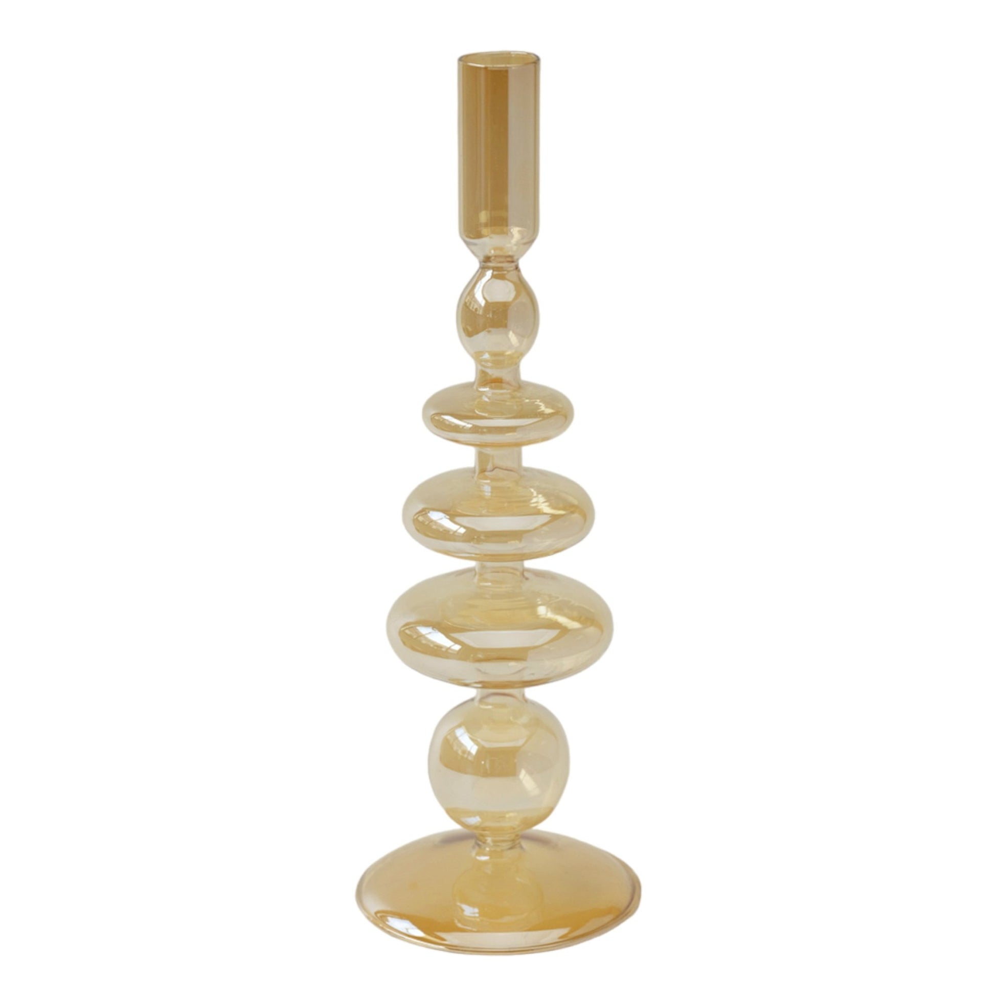 11" Vintage Glass Taper Candle Holder, Gold Luster Candle Holders| Sagebrook Home