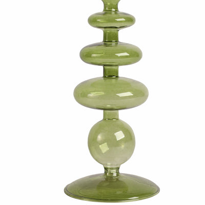 11" Vintage Glass Taper Candle Holder, Olive - Al Rugaib Furniture