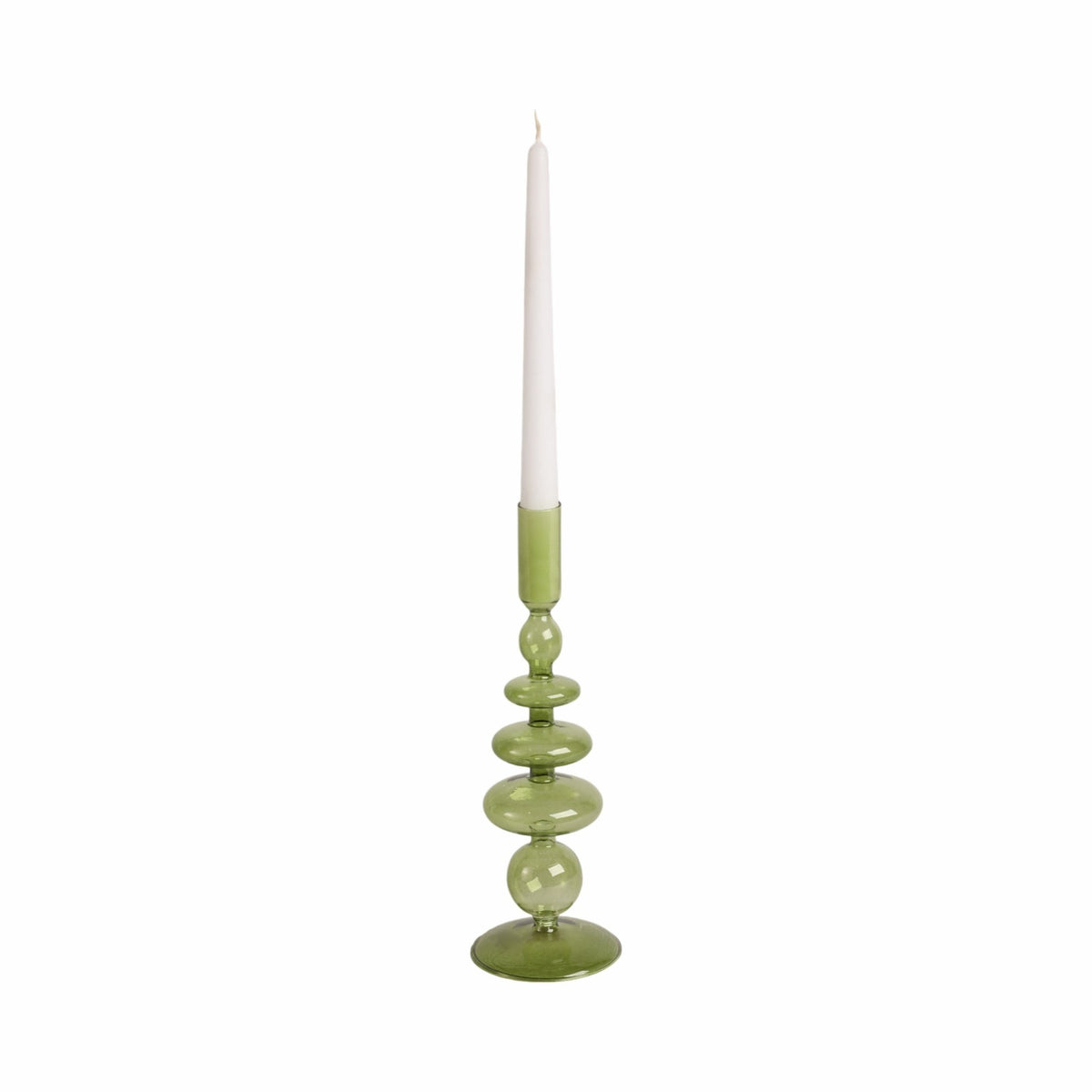 11" Vintage Glass Taper Candle Holder, Olive Candle Holders| Sagebrook Home
