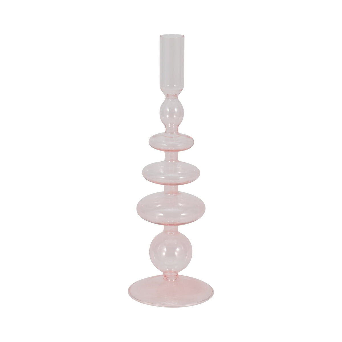 11" Vintage Glass Taper Candle Holder, Pink Candle Holders| Sagebrook Home