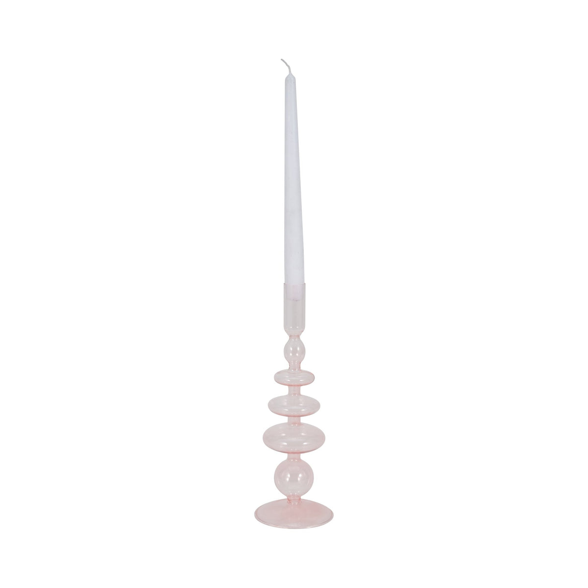 11" Vintage Glass Taper Candle Holder, Pink Candle Holders| Sagebrook Home