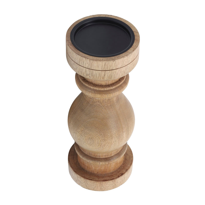 11" WOODEN PILLAR STAND, NATURAL - Al Rugaib Furniture