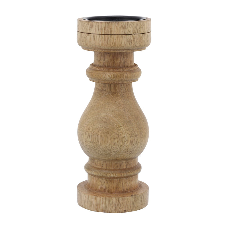 11" WOODEN PILLAR STAND, NATURAL - Al Rugaib Furniture