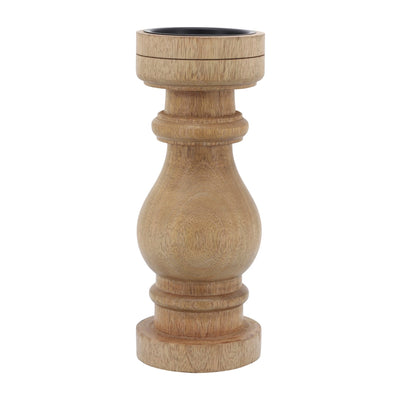 11" WOODEN PILLAR STAND, NATURAL - Al Rugaib Furniture