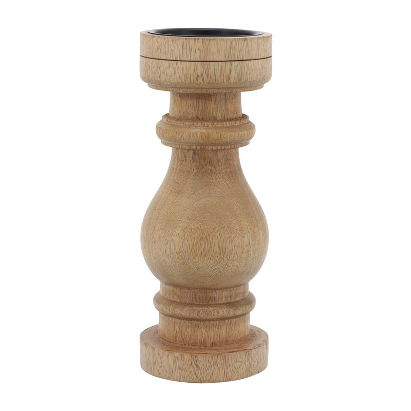 11" WOODEN PILLAR STAND, NATURAL - Al Rugaib Furniture