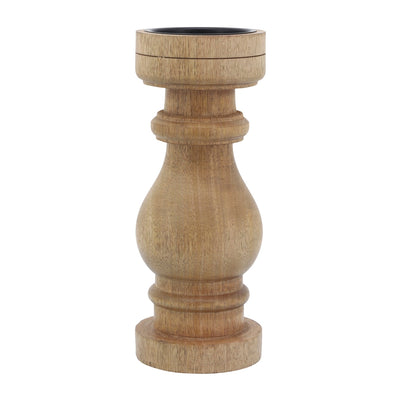11" WOODEN PILLAR STAND, NATURAL - Al Rugaib Furniture
