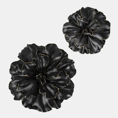 Flower Wall Plaque, Black/Gold