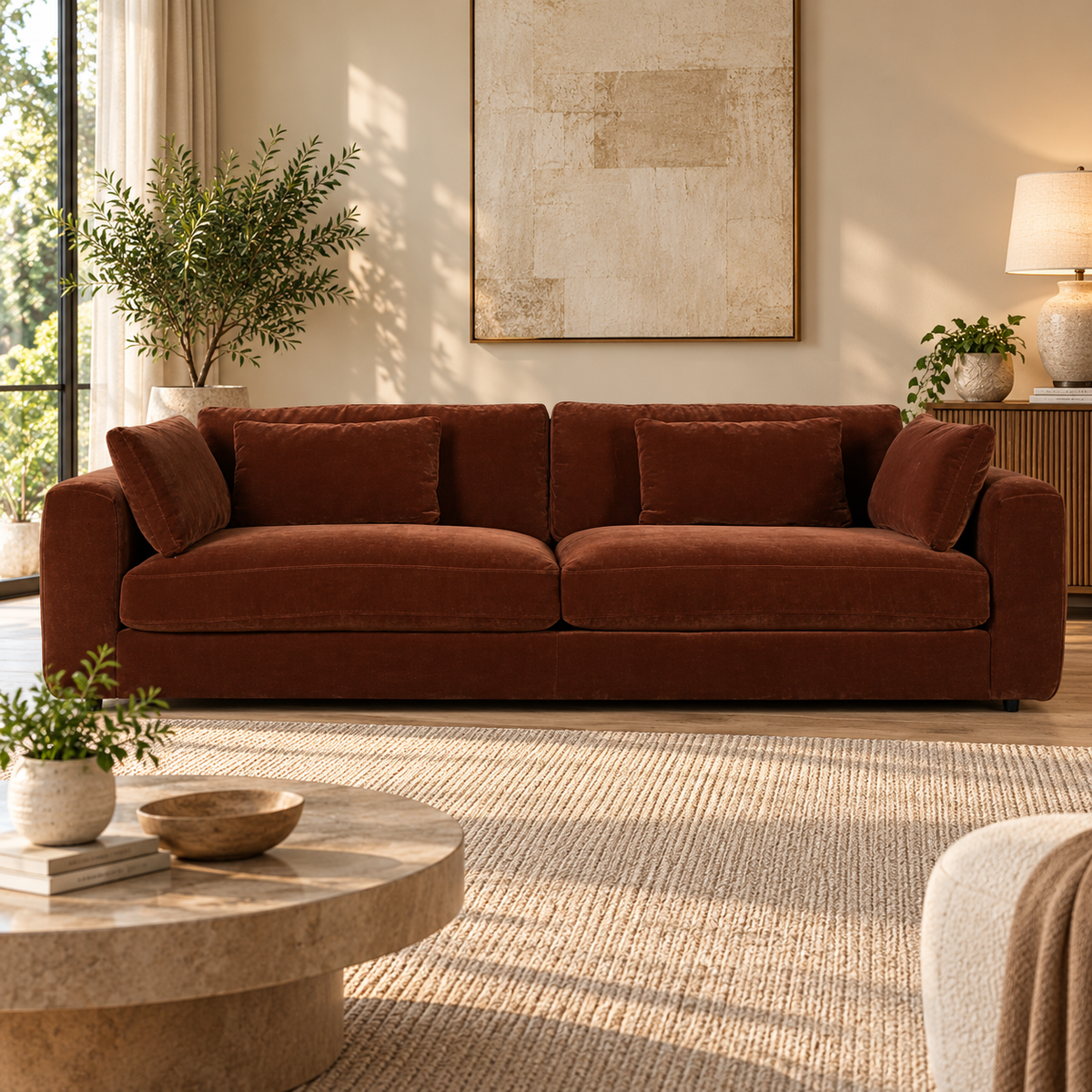 Terrona Rust Sofa 280cm - Maroon
