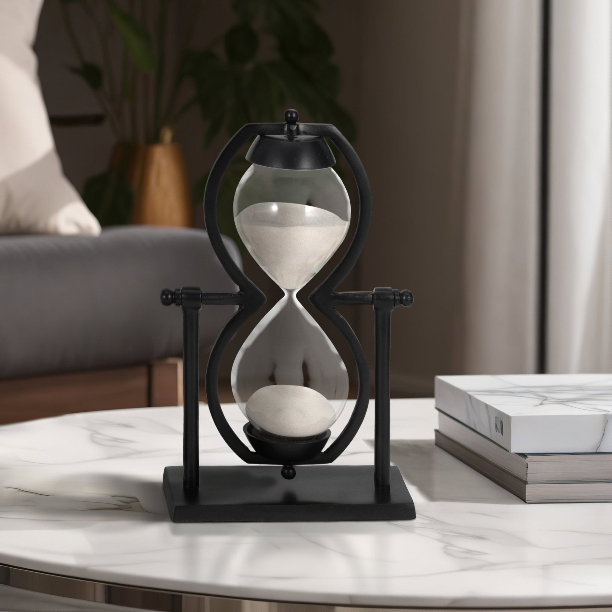 11"h Black Metal Sandtimer Table Decors| Sagebrook Home