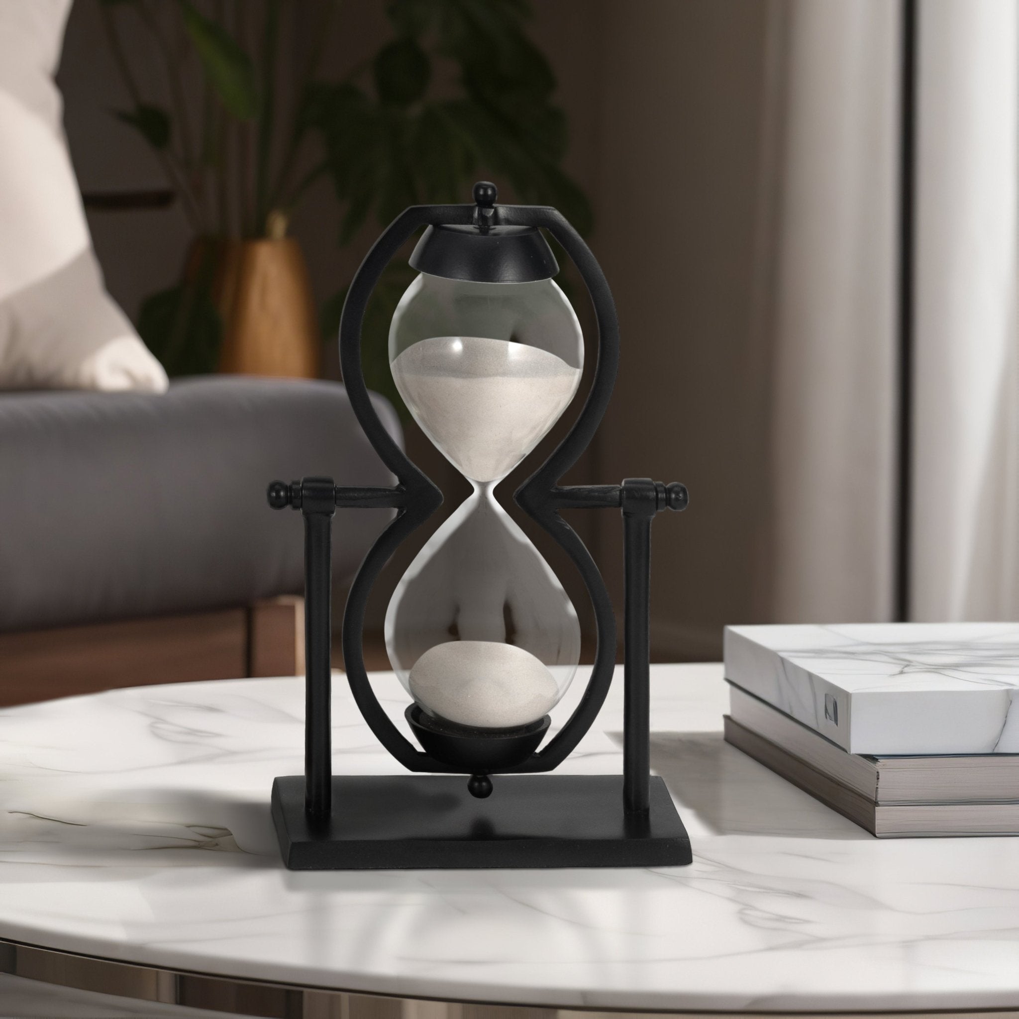 11"h Black Metal Sandtimer Table Decors| Sagebrook Home