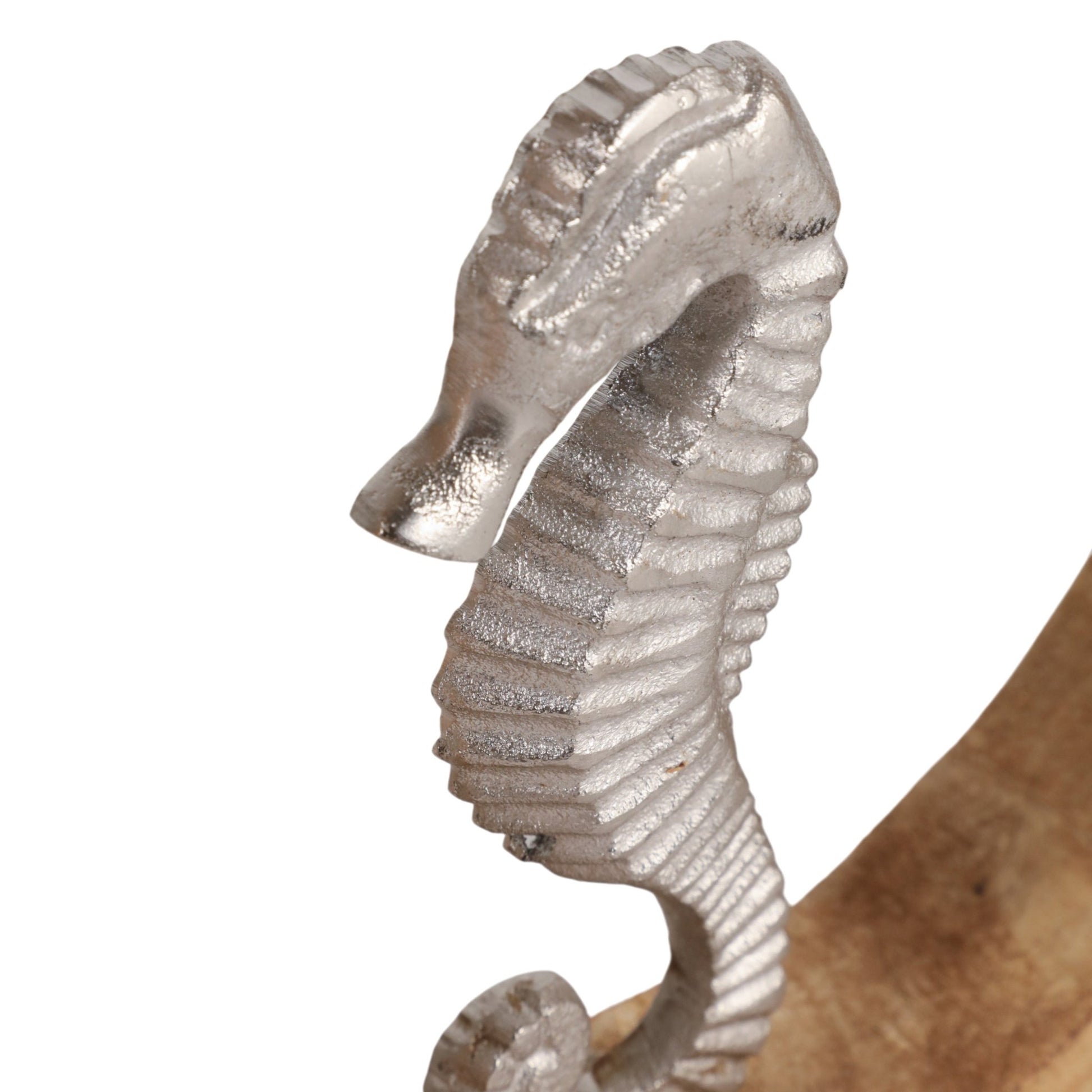 11x11" Seahorse In Wood Round, Silver/natural Table Decors| Sagebrook Home
