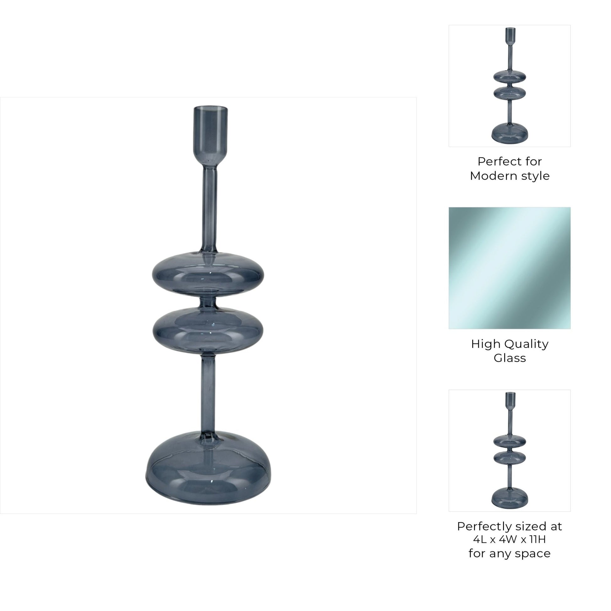 11x4" Retro Bubble Taper Holder, Blue Candle Holders| Sagebrook Home