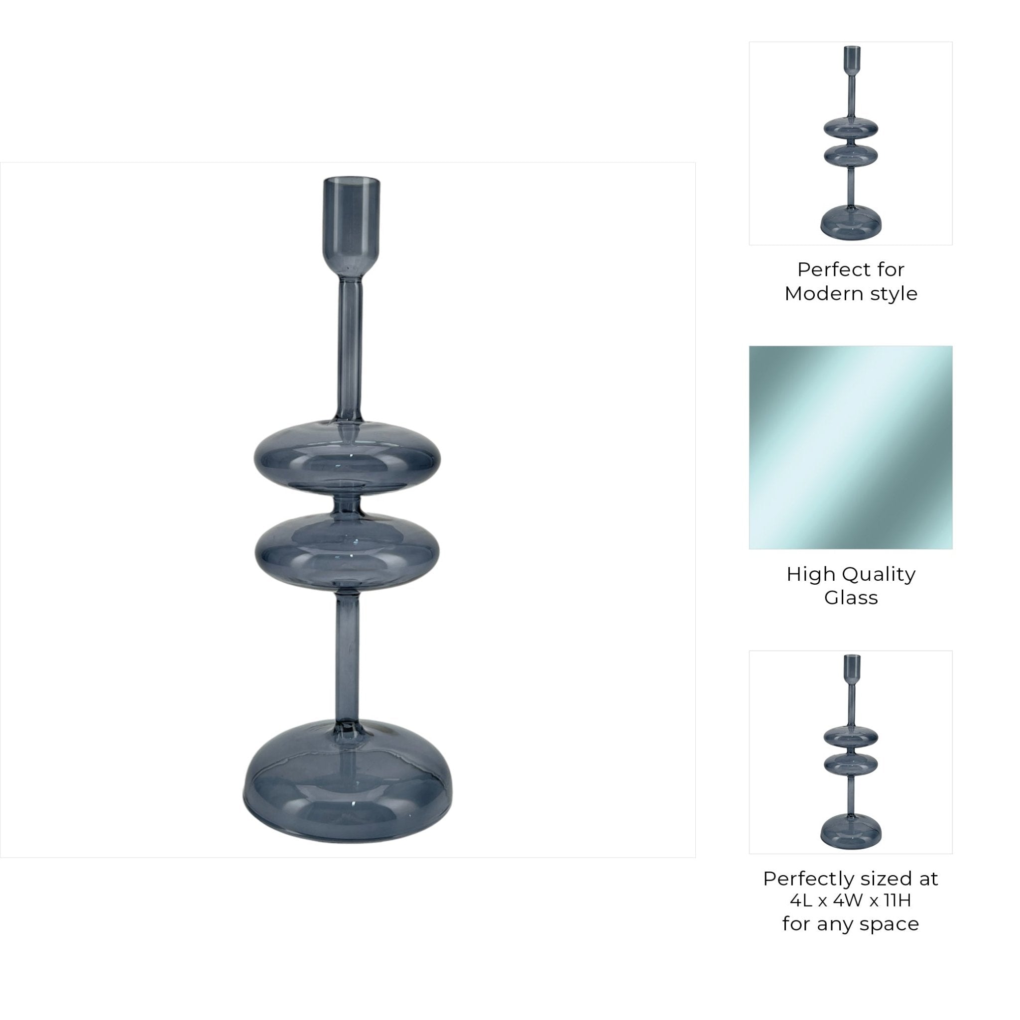 11x4" Retro Bubble Taper Holder, Blue Candle Holders| Sagebrook Home
