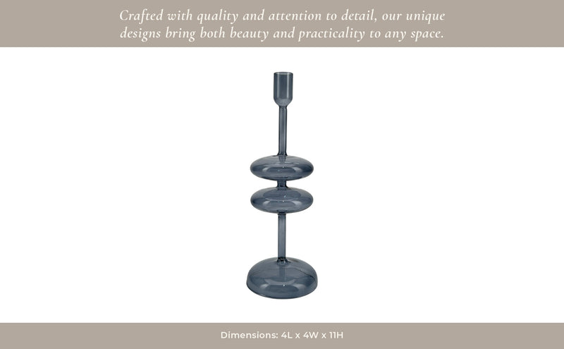 11x4" Retro Bubble Taper Holder, Blue - Al Rugaib Furniture