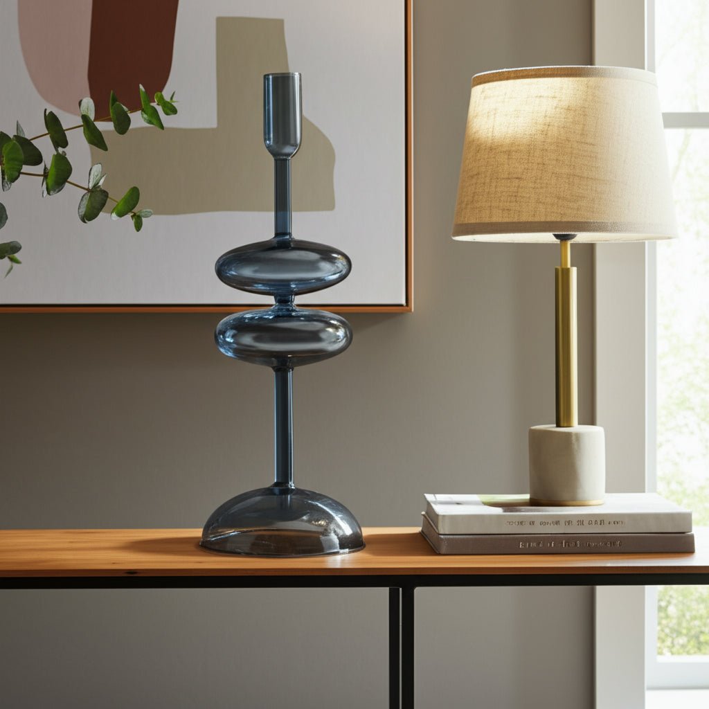 11x4" Retro Bubble Taper Holder, Blue Candle Holders| Sagebrook Home