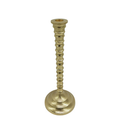 11x4" Ribbed Metal Taper Holder, Gold - Al Rugaib Furniture