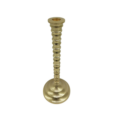 11x4" Ribbed Metal Taper Holder, Gold - Al Rugaib Furniture