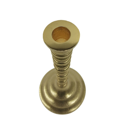 11x4" Ribbed Metal Taper Holder, Gold - Al Rugaib Furniture
