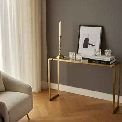 11x4" Ribbed Metal Taper Holder, Gold - Al Rugaib Furniture