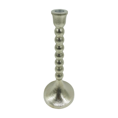 11x4" Stacked Ball Metal Taper Holder, Silver - Al Rugaib Furniture