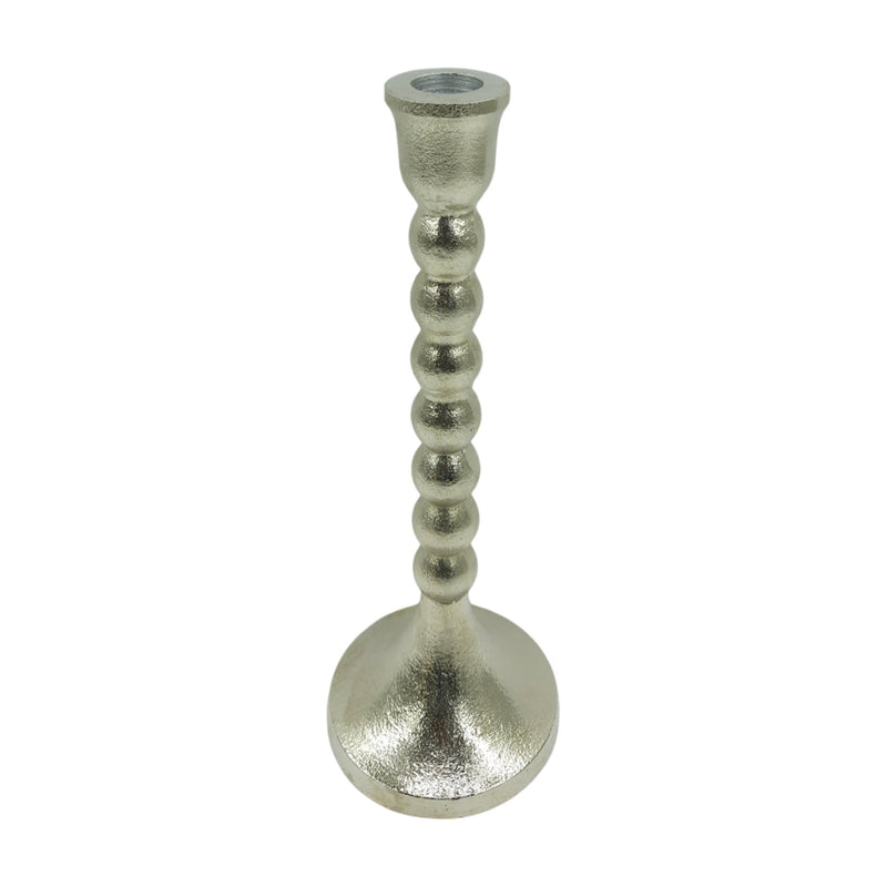 11x4" Stacked Ball Metal Taper Holder, Silver - Al Rugaib Furniture