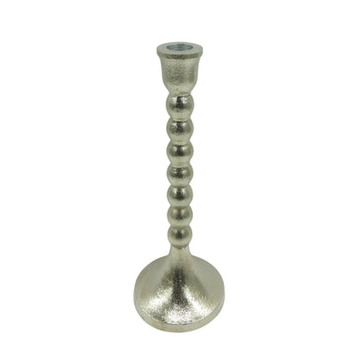 11x4" Stacked Ball Metal Taper Holder, Silver - Al Rugaib Furniture