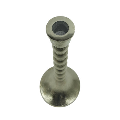 11x4" Stacked Ball Metal Taper Holder, Silver - Al Rugaib Furniture