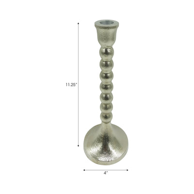 11x4" Stacked Ball Metal Taper Holder, Silver - Al Rugaib Furniture