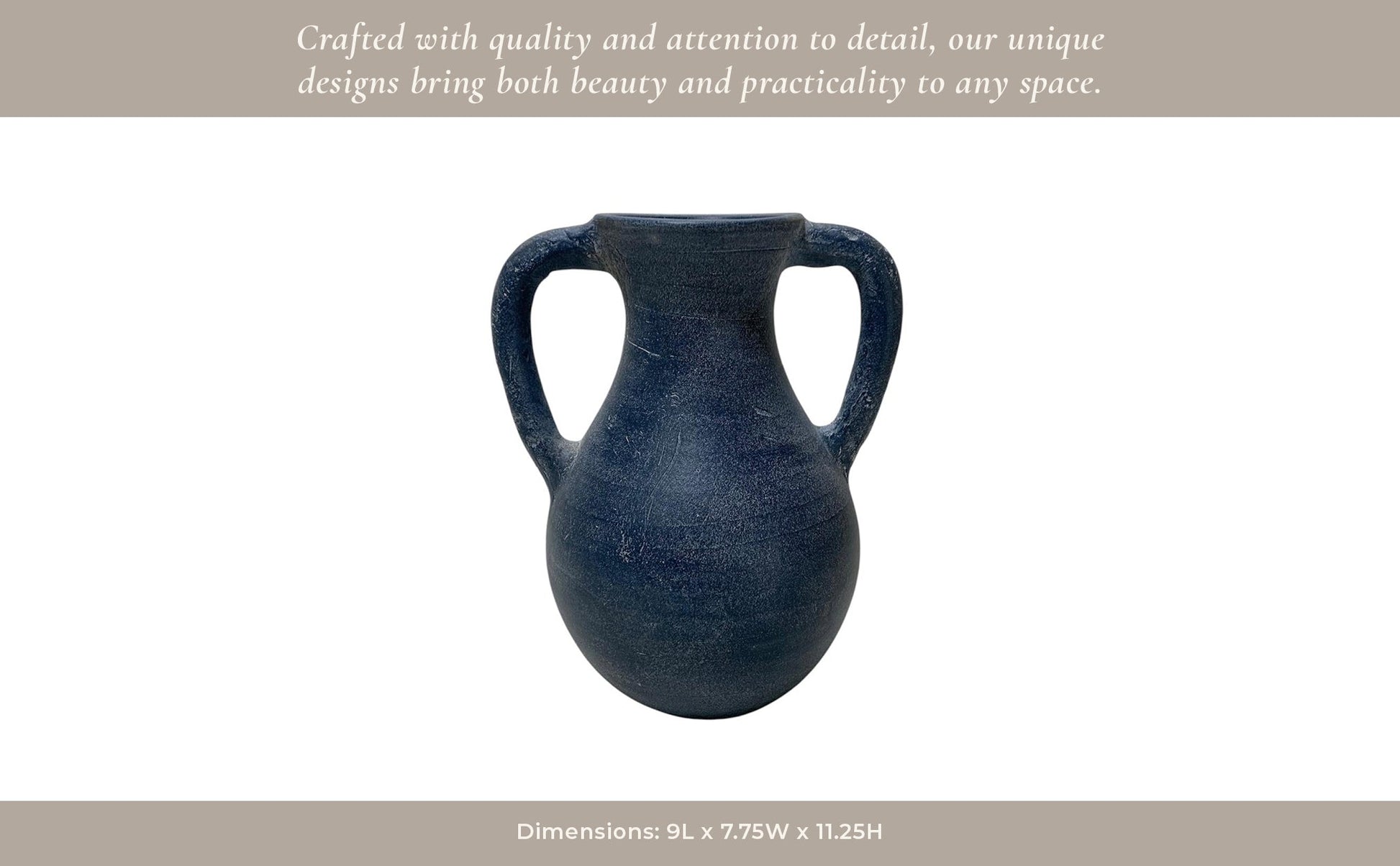11x9" Terracotta Jug Vase With Handles, Blue Vases and Jars| Sagebrook Home