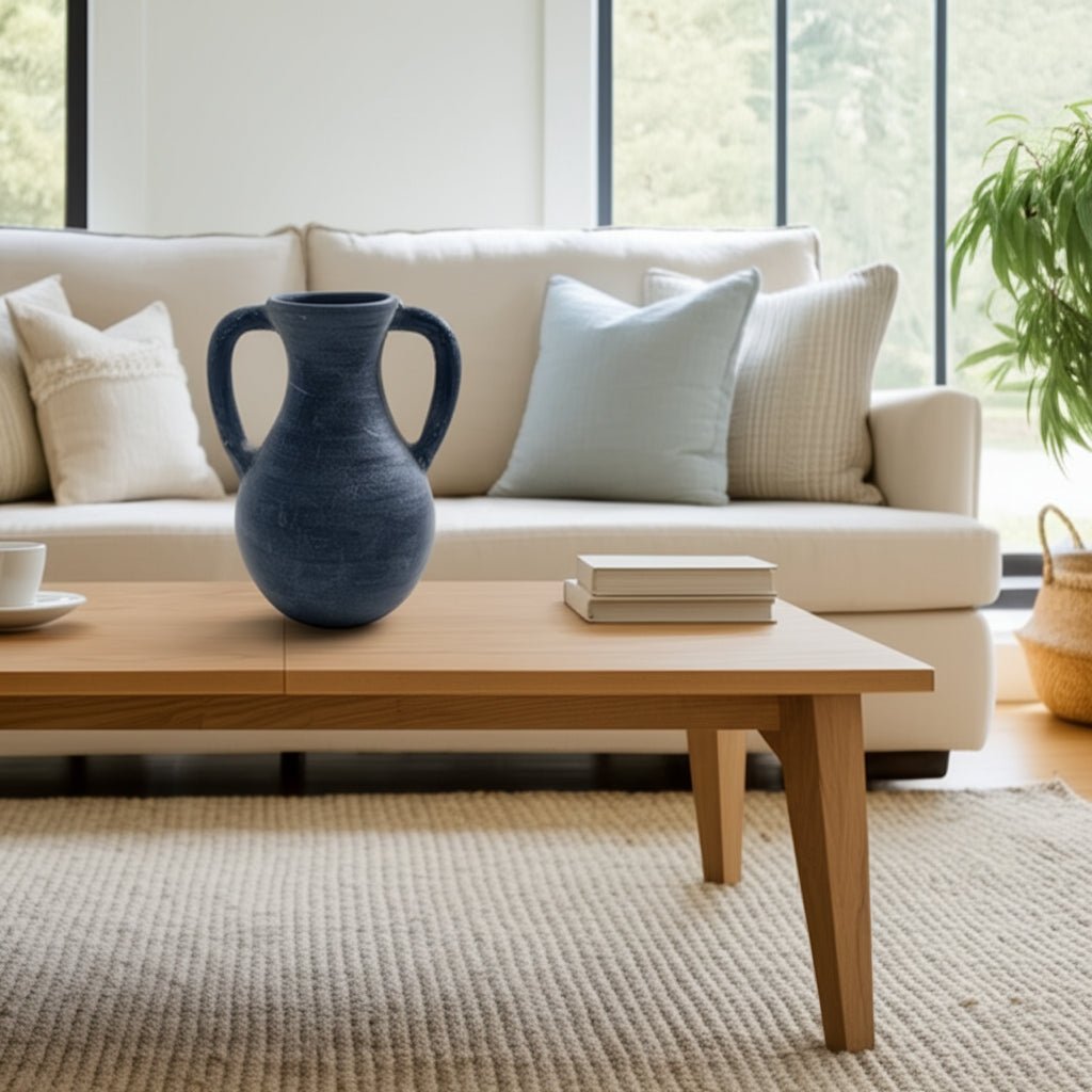 11x9" Terracotta Jug Vase With Handles, Blue Vases and Jars| Sagebrook Home