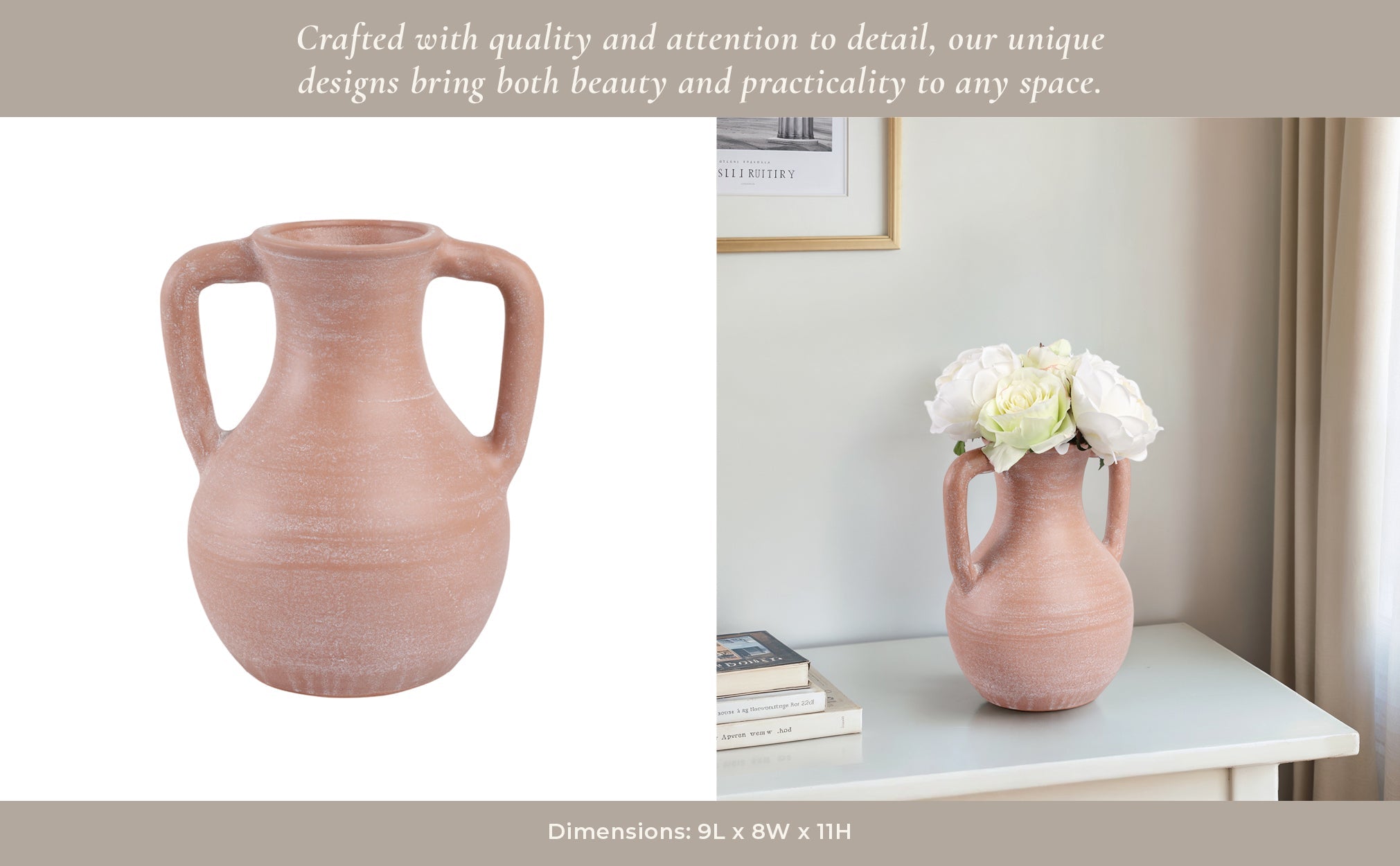 11x9" Terracotta Jug Vase With Handles, Light Natu Vases and Jars| Sagebrook Home