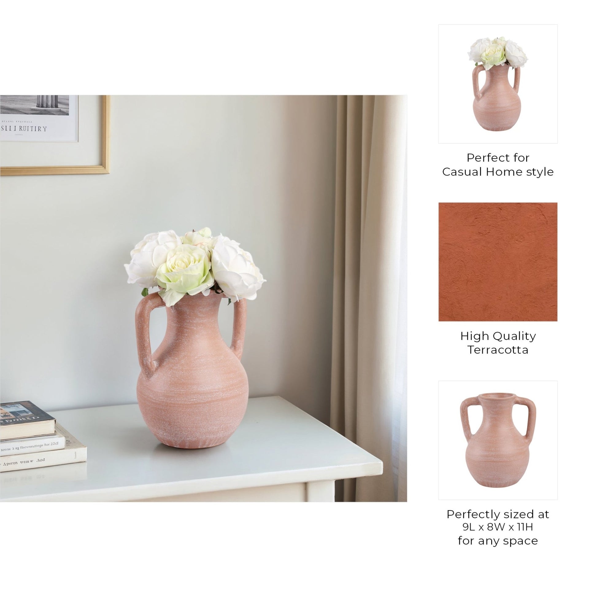 11x9" Terracotta Jug Vase With Handles, Light Natu Vases and Jars| Sagebrook Home
