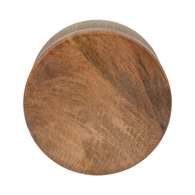 12" 183 Oz Glass Candle W/ Wood Base, Ivory - Al Rugaib Furniture