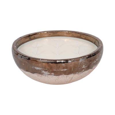 12" 57 Oz Pine Bowl Candle, Grey/gold - Al Rugaib Furniture