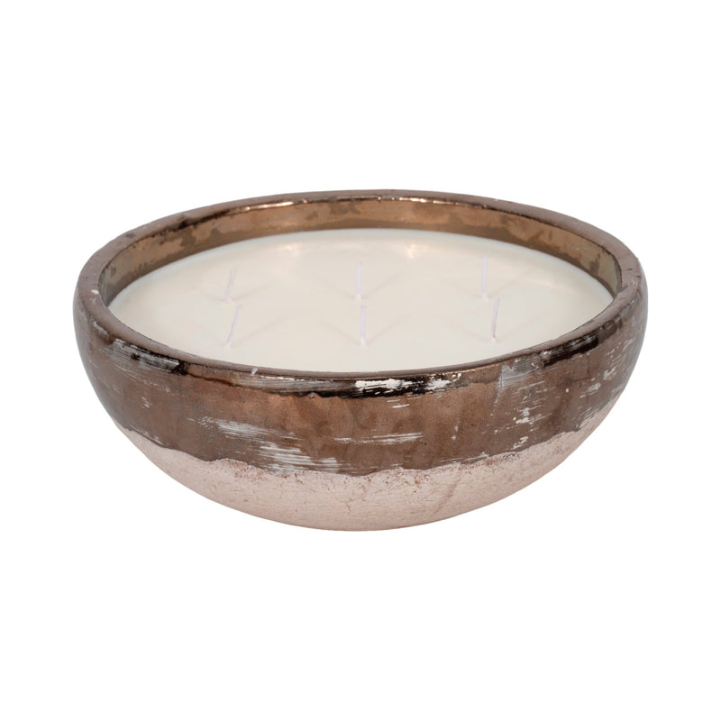 12" 57 Oz Pine Bowl Candle, Grey/gold - Al Rugaib Furniture