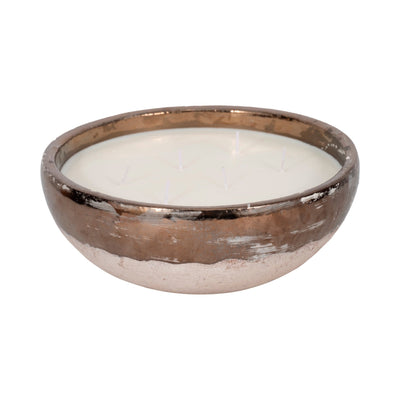 12" 57 Oz Pine Bowl Candle, Grey/gold - Al Rugaib Furniture