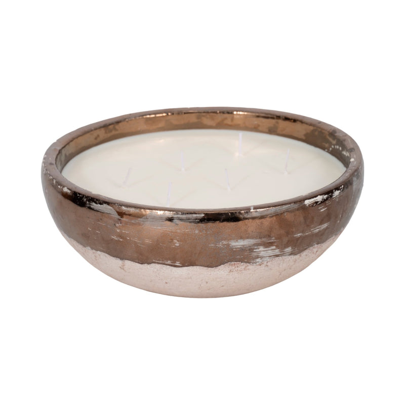 12" 57 Oz Pine Bowl Candle, Grey/gold - Al Rugaib Furniture