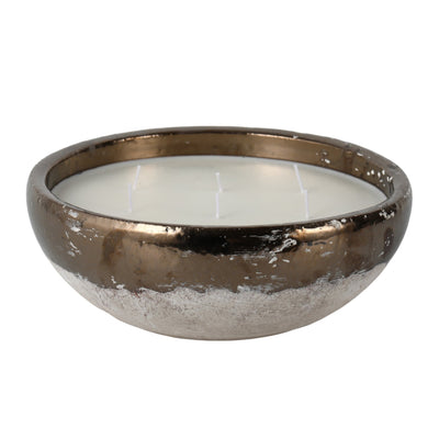 12" 57 Oz Pine Bowl Candle, Grey/gold - Al Rugaib Furniture