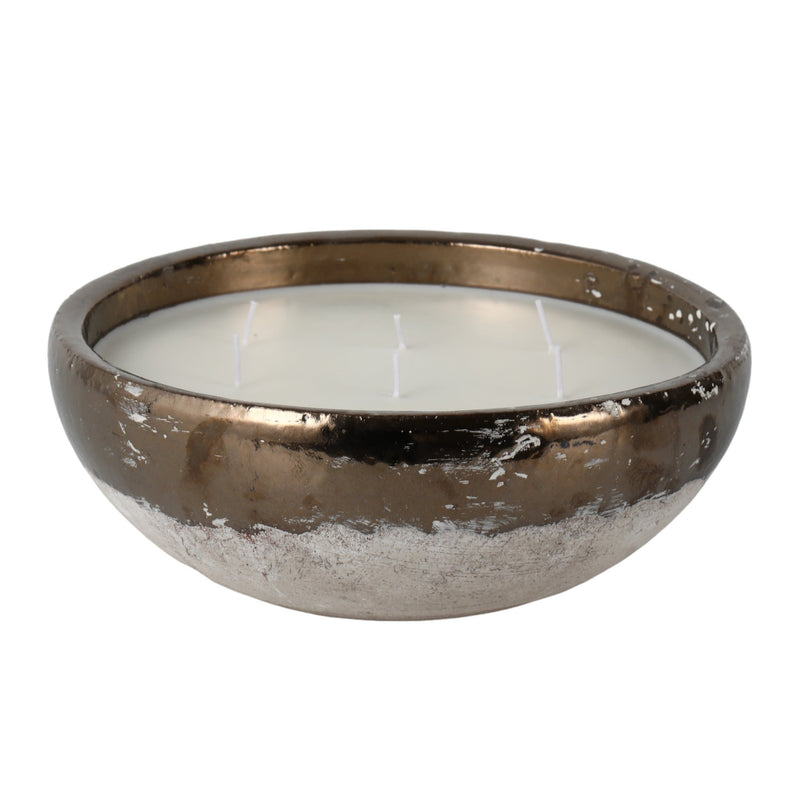 12" 57 Oz Pine Bowl Candle, Grey/gold - Al Rugaib Furniture