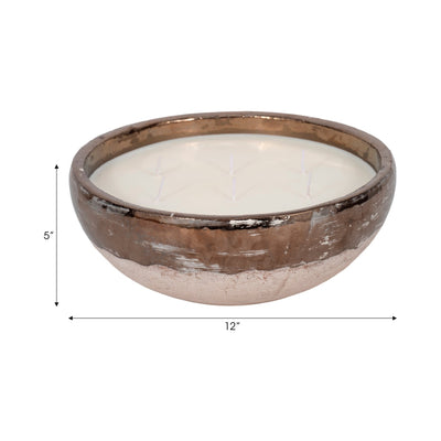 12" 57 Oz Pine Bowl Candle, Grey/gold - Al Rugaib Furniture